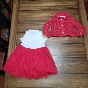 2Pc Beautees Toddler Sleeveless Dress w/ LS Full Button Matching Sweater-Size 2T